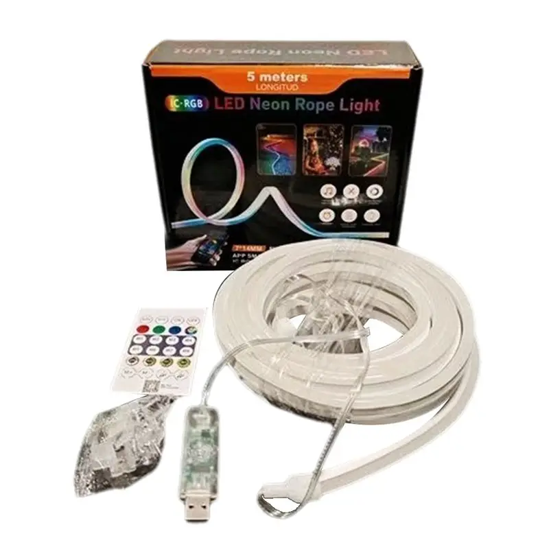 aa94-rgbic-dc5v-rgb-ic-ledストリップライト、音楽連動機能付きネオンロープライト、diy-rgb雰囲気照明テープ、家庭用装飾に最適、5メートル。