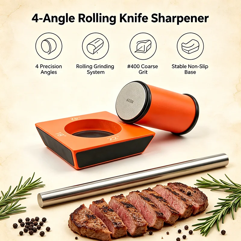4 Angles Rolling Knife Sharpener Kit For Straight Edge With Industrial Diamond Whetstone Chef Kitchen Knife Sharpening Tool Sets