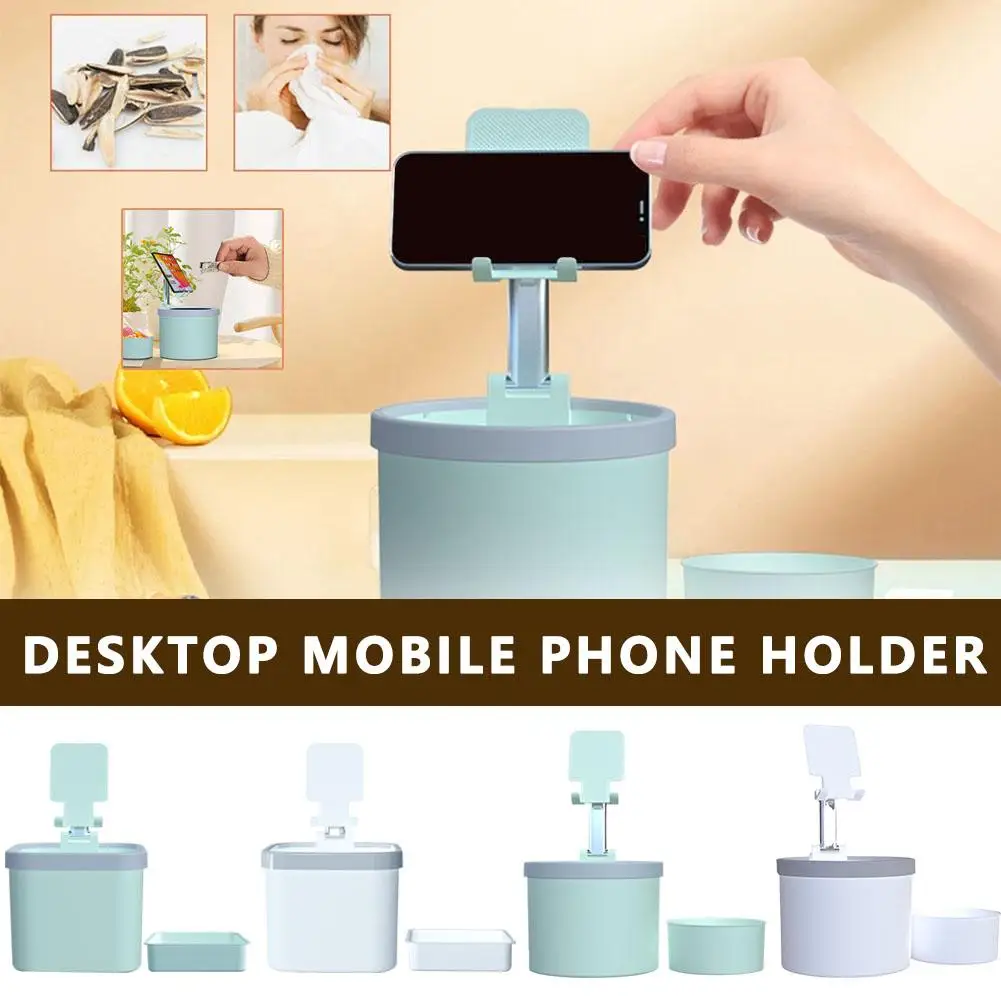 New Desktop Trash Can Holder With Foldable For Lazy People To Watch Tv Shows Dormitory Storage Tablet Phone Holder R6m6