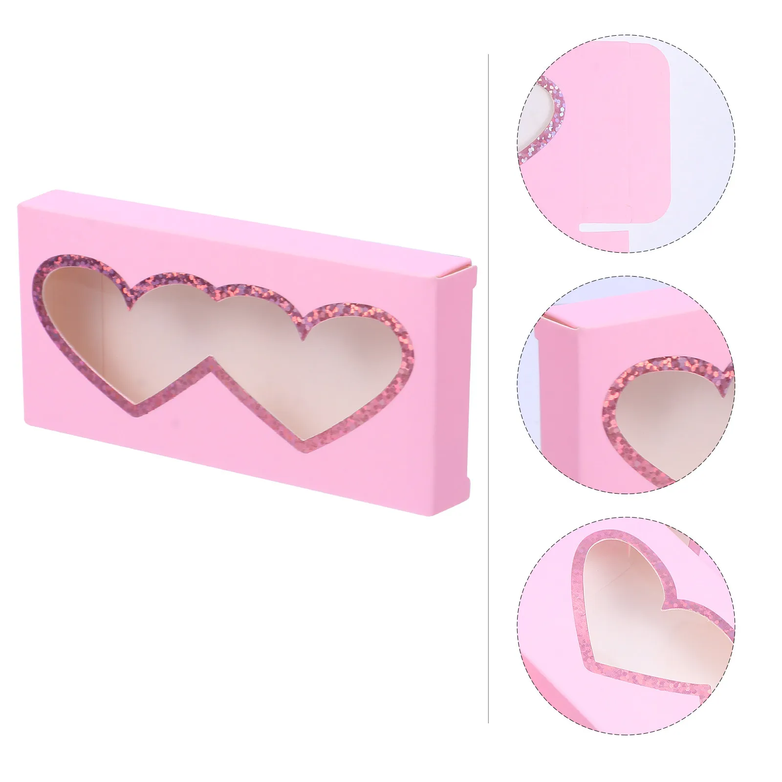 10Pcs Heart Shape Eyelash Box Clear View Window Portable Lightweight False Eyelash Storage Case for Makeup Table Bag