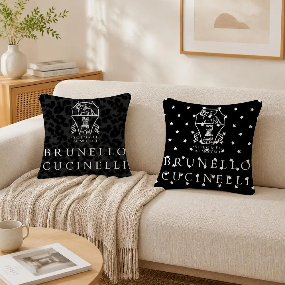 Fashion Logo B-Brunello C-Cucinelli Cushion Cover Plush Decorative Pillow Case With Hidden Zipper Cutecore Room Decor For Home