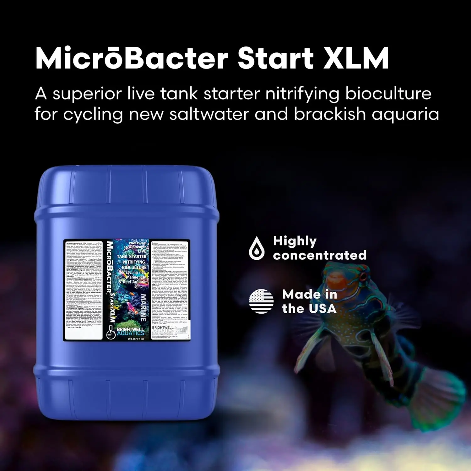 MicroBacter Start XLM - Concentrated Freshwater Nitrifying Bacteria - Quick Start Fish Tank Starter, Lift Microbe Levels & Water