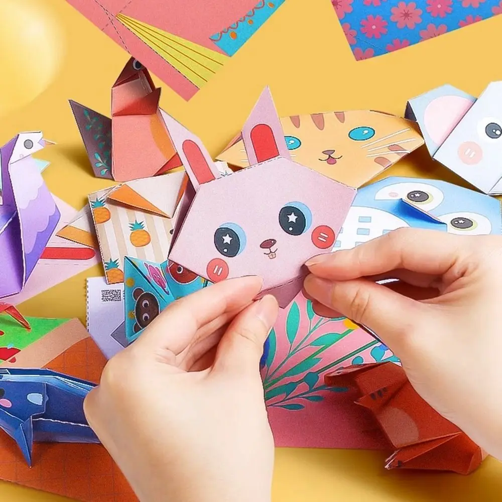 Education for Girl Folding  Animal Pattern Parent-child Interaction DIY Craft Paper Origami Paper Book 3D Puzzle