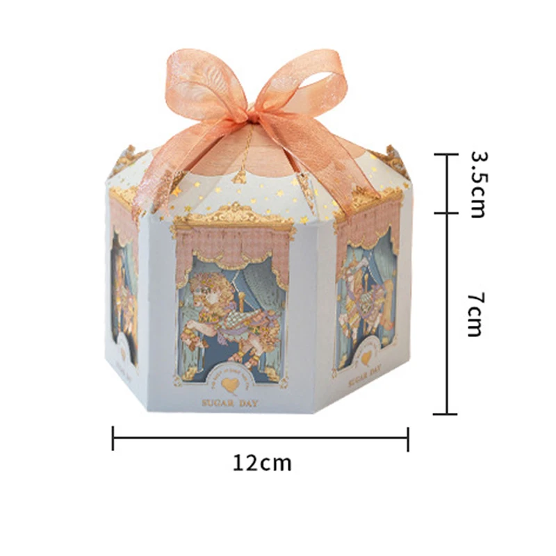 3pcs Carousel Paper Gift Box Wedding Favors And Gifts Party Baby Shower Candy Packaging Birthday Party Decorations Present Boxes
