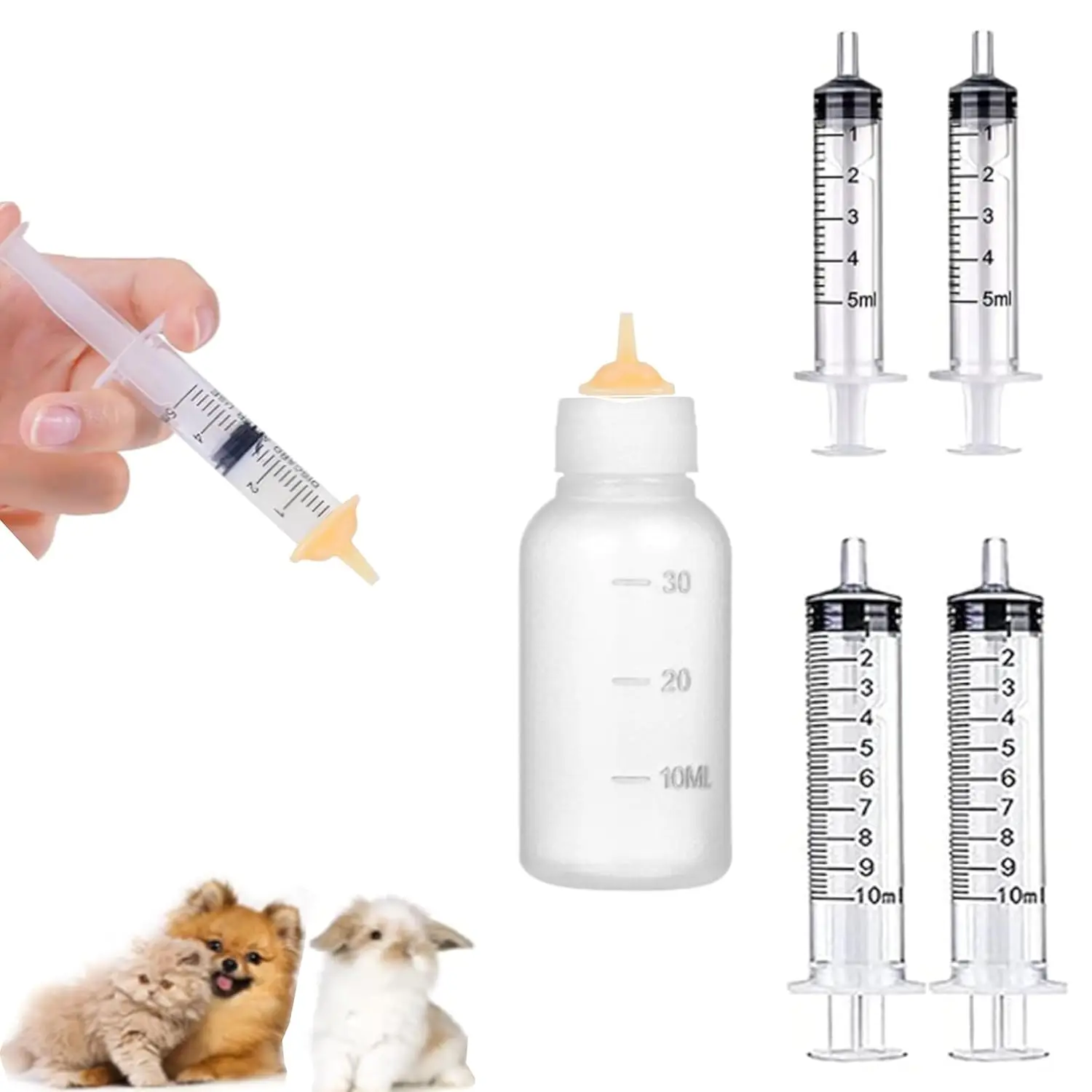 

6 PCS Pet Nipples for Kitten and Puppy, Pet Nursing Nipples with Syringes,Nipples for Puppies Nipple for Kittens,Reusable