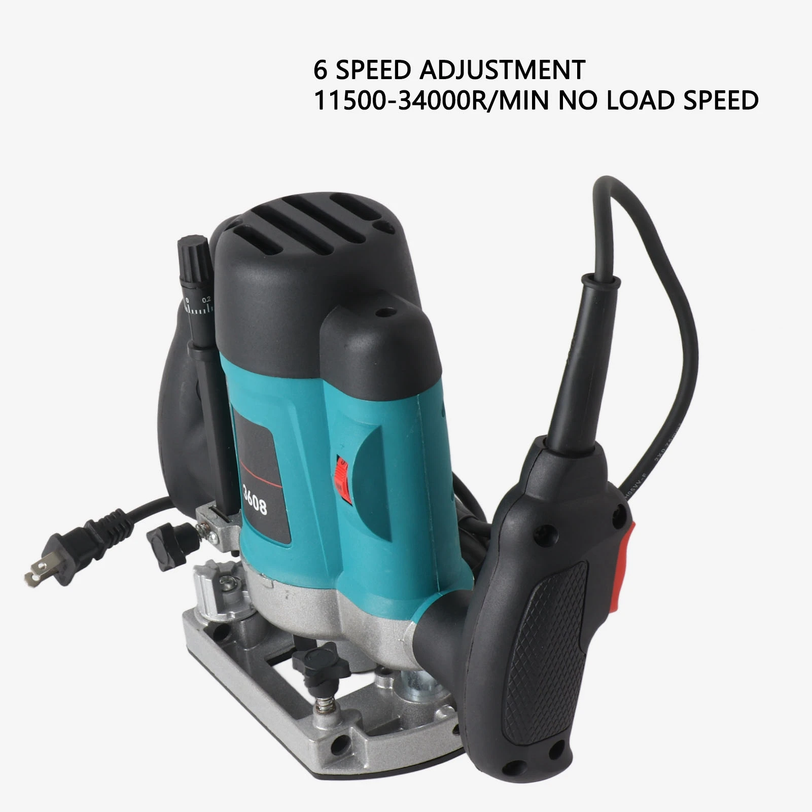 Electric Wood Router Adjustable Depth Multifunctional Trimmer Woodworking Machine for Carving Trimming Slotting