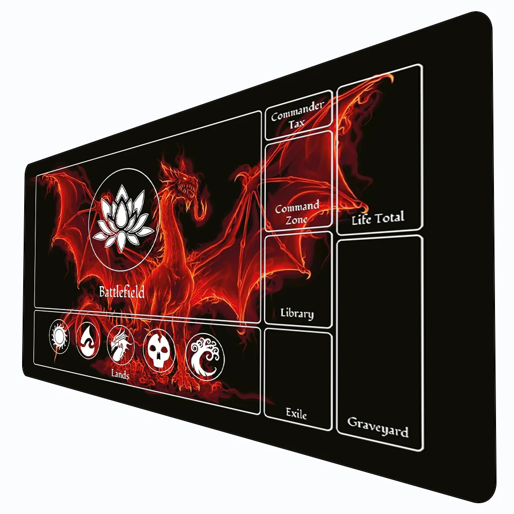 

Red Fire Dragon Mouse Pad Card Game Mat Large Computer Offices Mousepad XXL Non-slip for MTG DTCG CCG RPG Trading Card Desk Mats