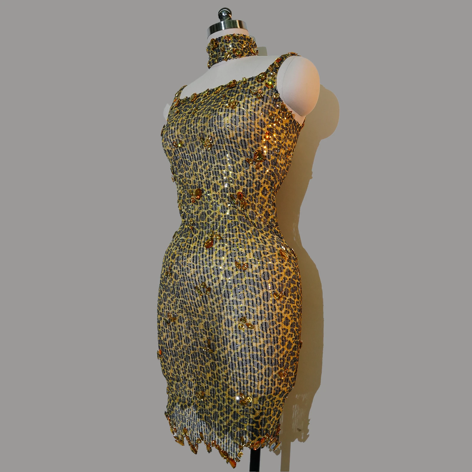 Новое женское платье с кристаллами и блестками на день рождения, ночной клуб, модель платья для подиума, костюм певицы, сценический наряд, вечерние платья без рукавов