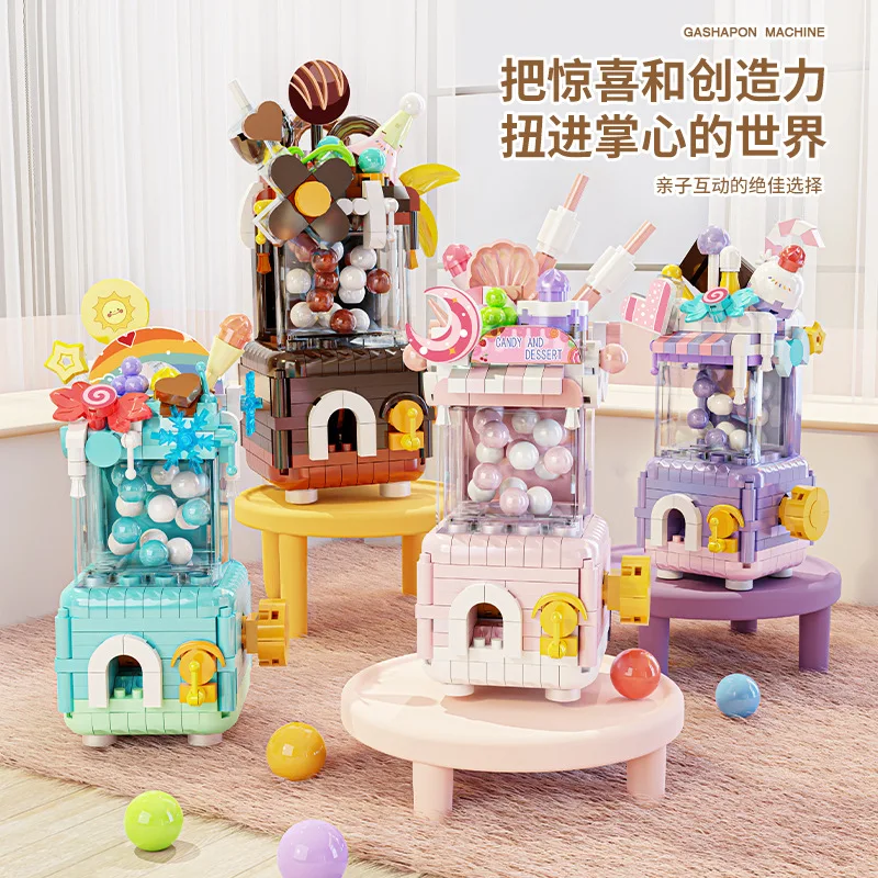 

Sweet Dessert Gashapon Machine Building Blocks Micro Particles Educational Toy for Girls DIY Assembly Model Gift