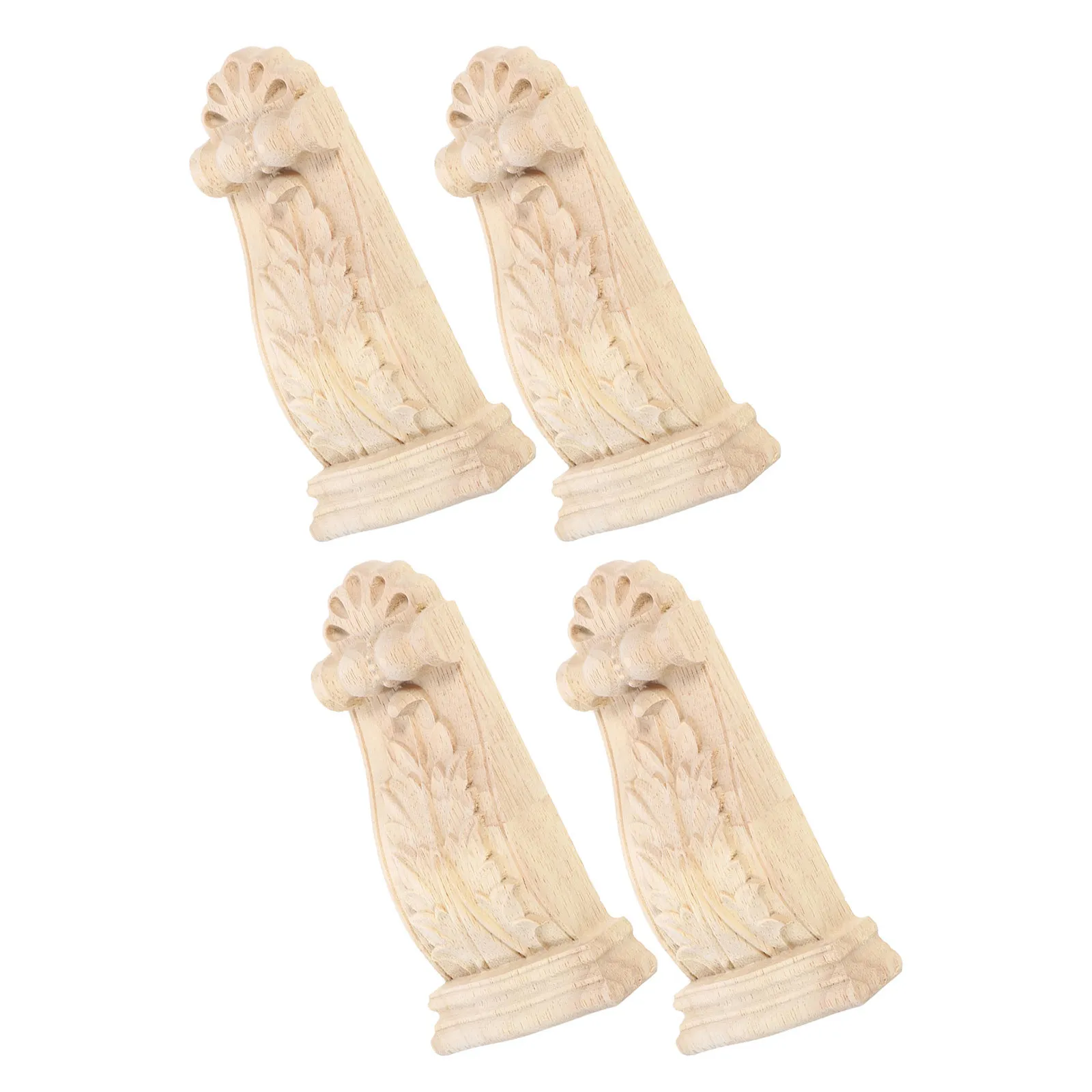 4Pcs European Style Wood Carved Corbels Unfinished Decorative Shelf Mantle Doorway Furniture Appliques Rustic Vintage