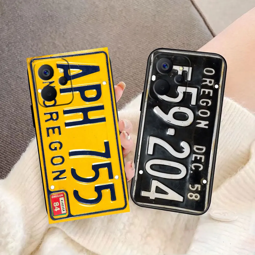 Funny License Plate Number Car Phone Case For OPPO Realme X50 XT X 11 10 9 9I 8 8I 7 6 Plus 5G Case Funda Coque Shell Capa Cover