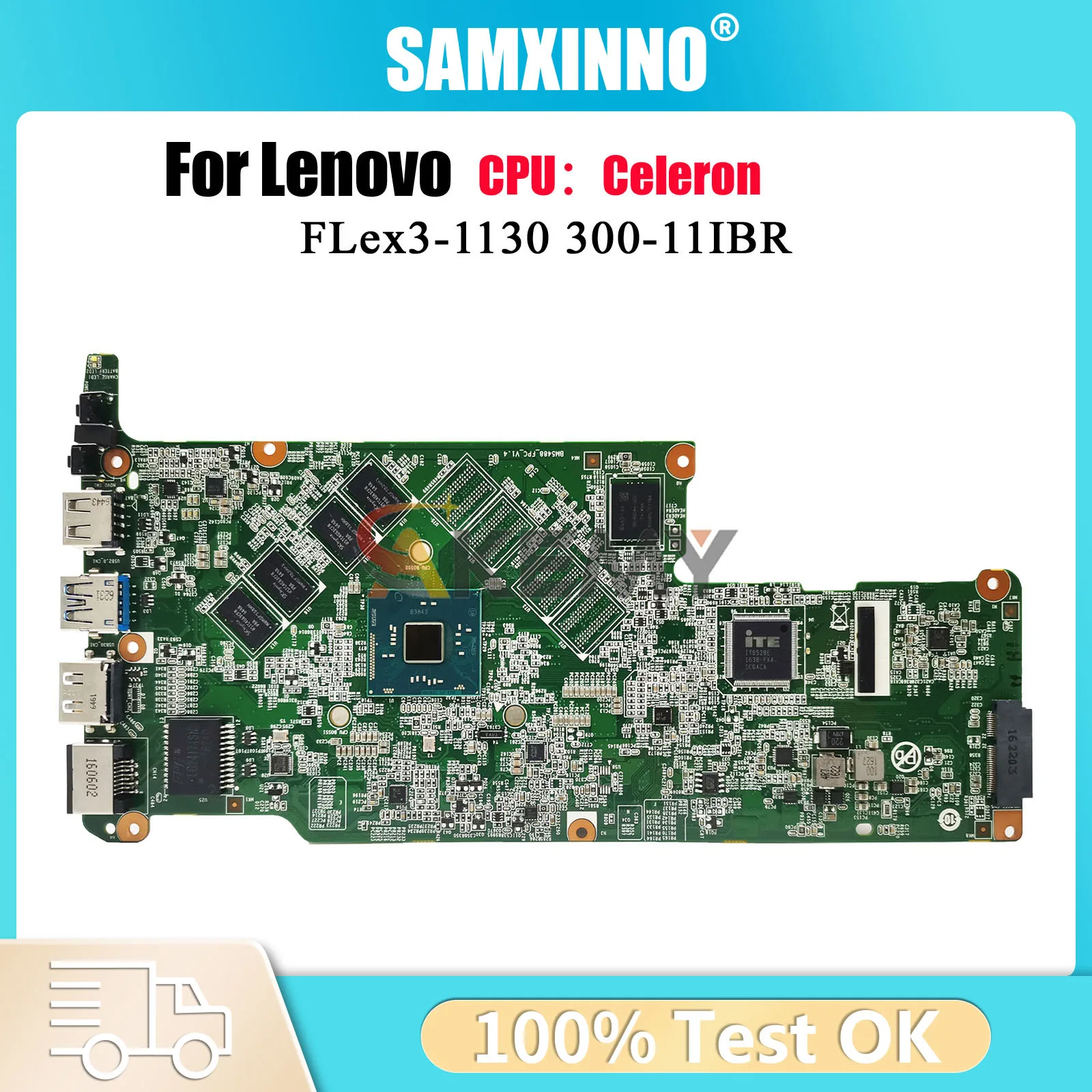 

FLex3-1130 Материнская плата для ноутбука Lenovo Yoga 300-11IBR 300S-11IBR с 2 ГБ ОЗУ 64 ГБ SSD N3050 N3060 Процессор 100% полностью протестировано