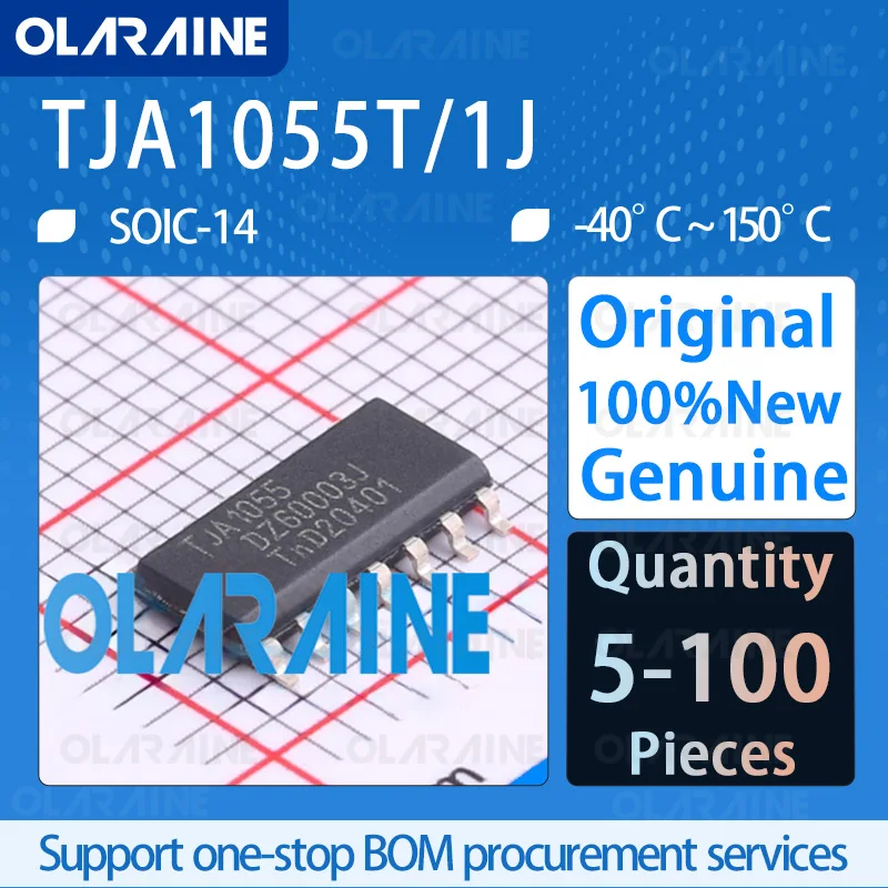 5/10/100Pcs  Original TJA1055T/1J SOIC-14 CAN interface integrated circuits Data rate 125 kbit/s ESD protection8 kV IC chip