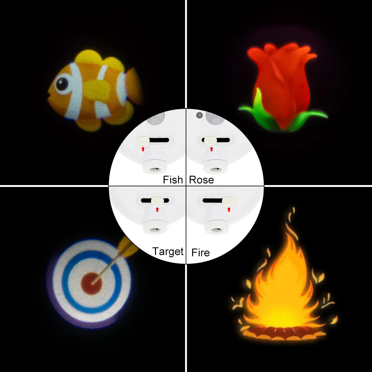 LED Toilet Seat Night Light Projector Lamp Four Pattern PIR Motion Sensor for Cute Bathroom Decor Gadgets with Toggle Switch