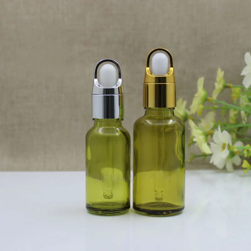 12pcs  5/10/15/20/30/50/10ml Green Essential Oil Bottle Medicine Dropper Empty Cosmetic Containers Refillable Glass Bottles