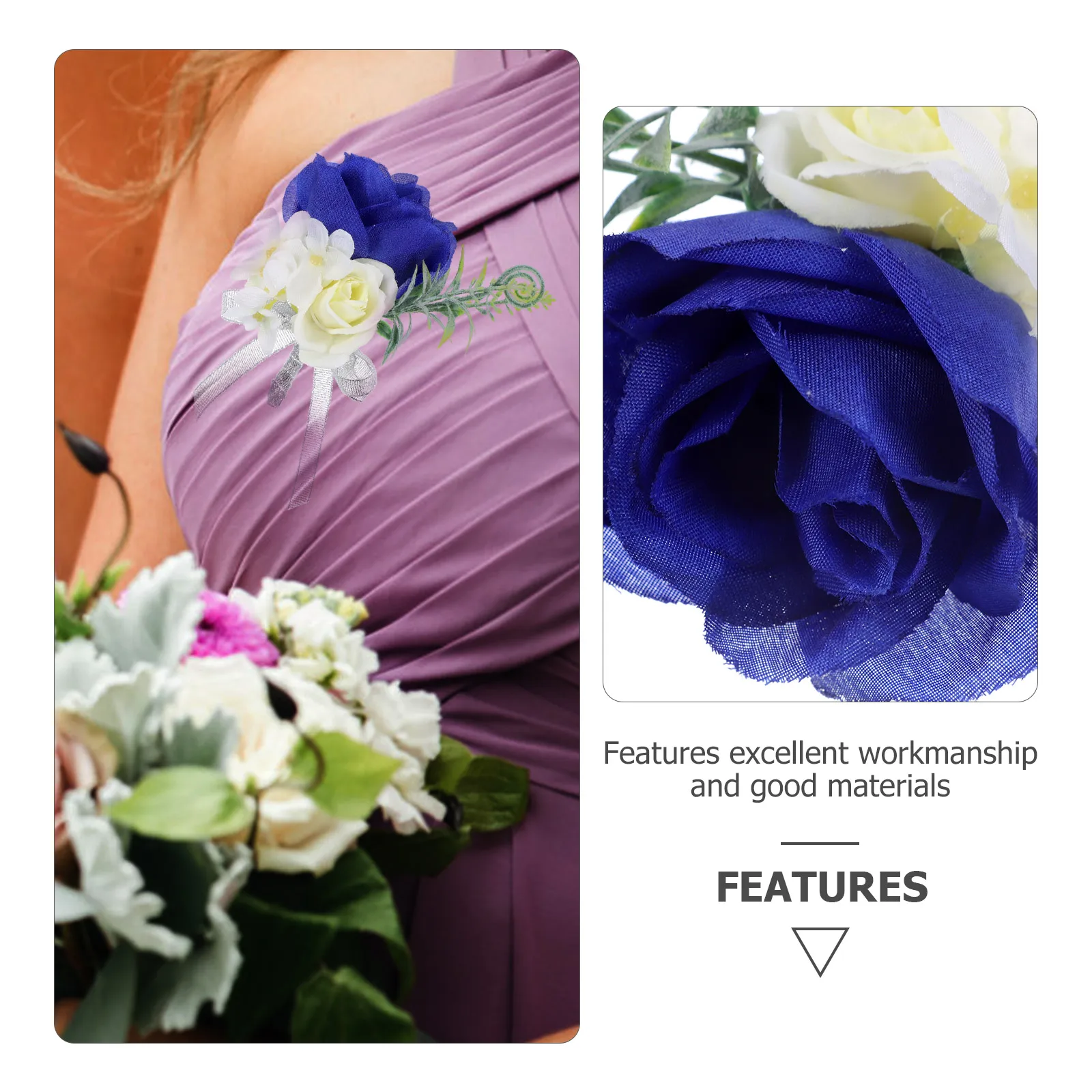 

1PC Royal Wedding Boutonniere Groom Bride Bridesmaid Corsage Artificial Flower Simulated Decoration Pin Suit Party Event