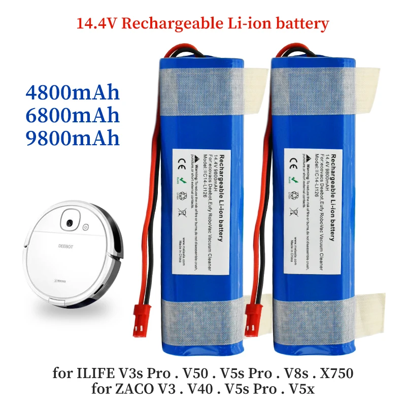 100% original 14.4 V 6800mAh 18650 fรผr iLife v3s pro V50 v5s pro V8s x750 roboter staubsauger