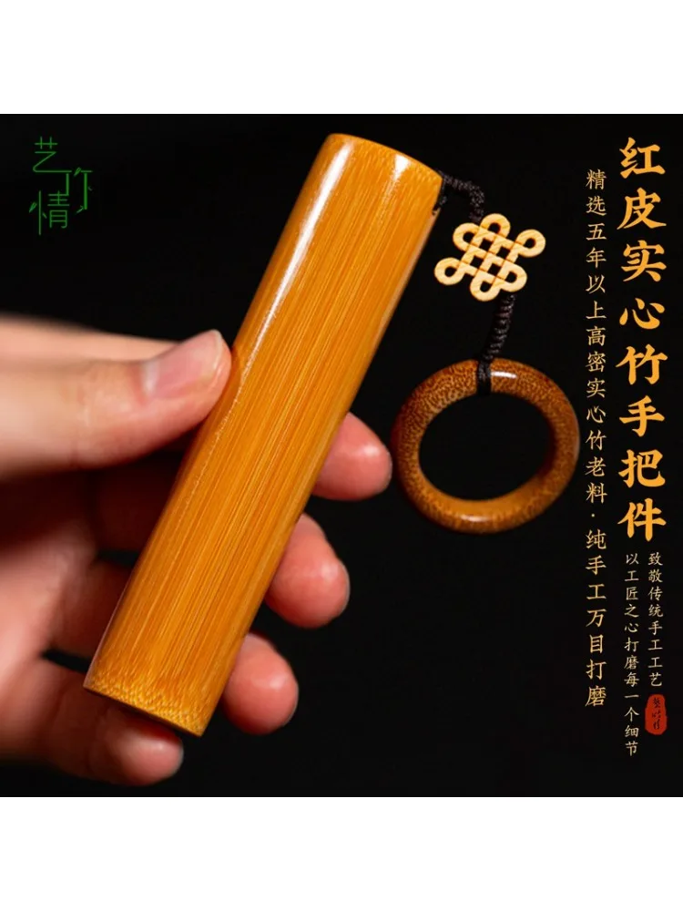 Solid Bamboo Hand Roll Wenwan Jade Bamboo Craft Palm Fidget Toy Men Playable Decor Stress Relief Collectible Gift Idea Natural