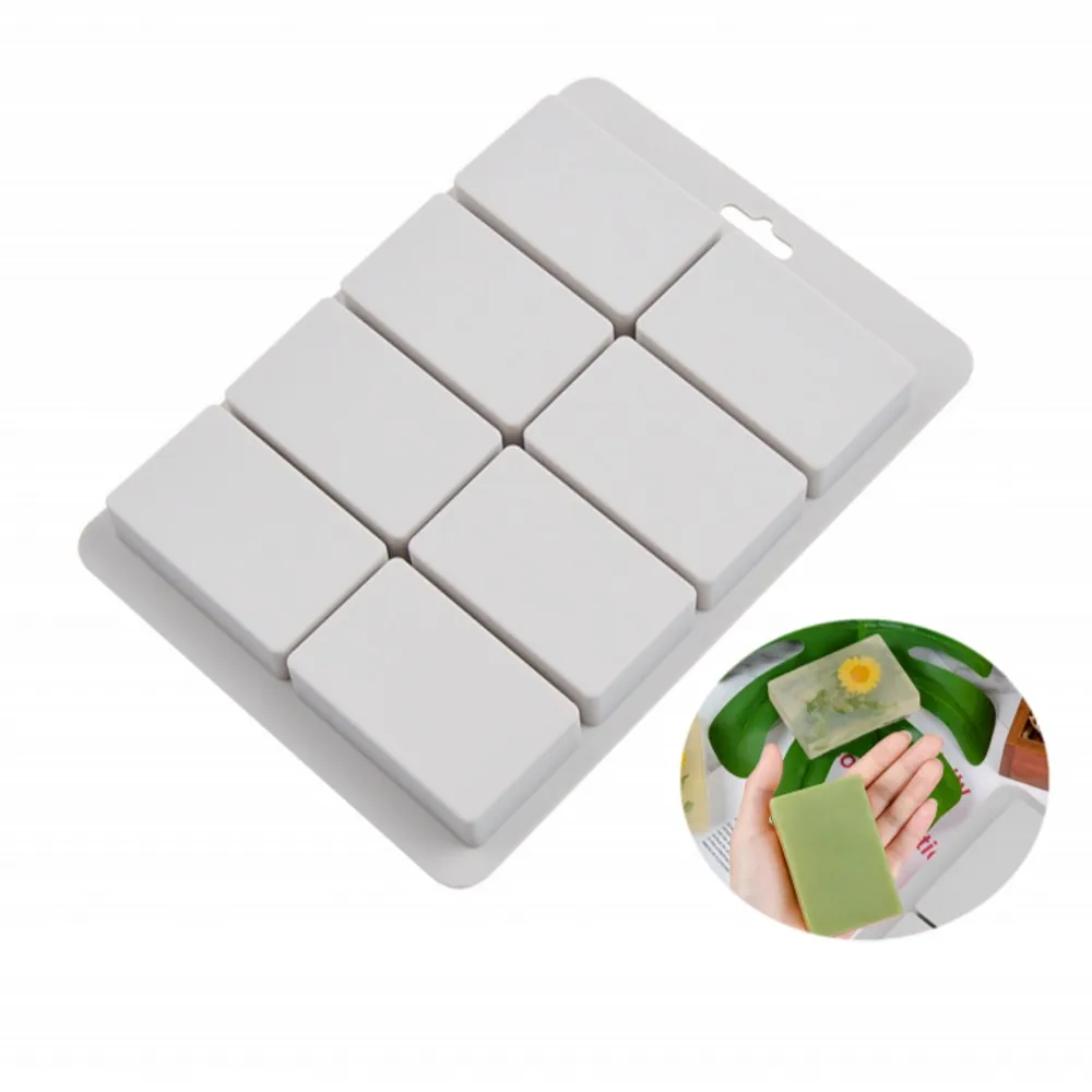 6/8 Holes Large Square Shape Silicone Soap Molds DIY Kitchen Tools Handmade Soap Making Craft Forms Moulds Tray