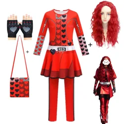 D-Descendants 4 Red Cosplay Costumes D-Descendants Rise of Red Accion Jumpsuit Halloween Carnival Party Dress Up Suit for Kids