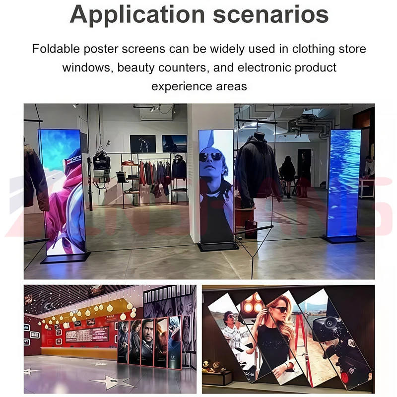 تسليط الضوء على 6000nit قابلة للطي مقاومة للماء لافتات رقمية مزدوجة الجوانب محمولة وبطارية تعمل بعجلات للاستخدام الخارجي #5