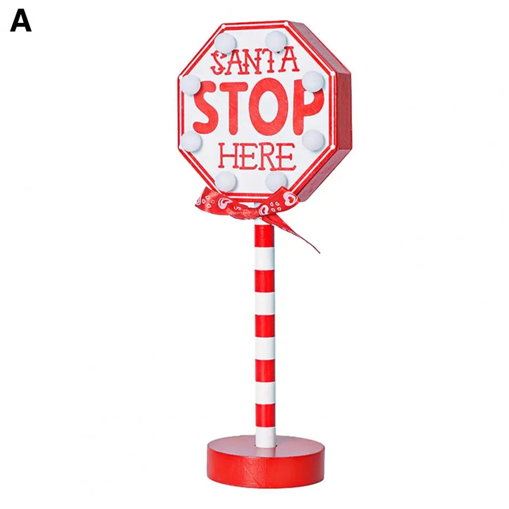 Easy Installation Home Decor Vintage Reusable Christmas Street Sign Festive Led Lamp with Santa Stop Here North Pole Letter Xmas