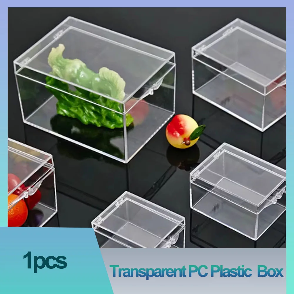 1Pcs Transparent PC Plastic Small Box Square Rectangular Dustproof Durable Packing Box Mini Crafts Storage Box Cas