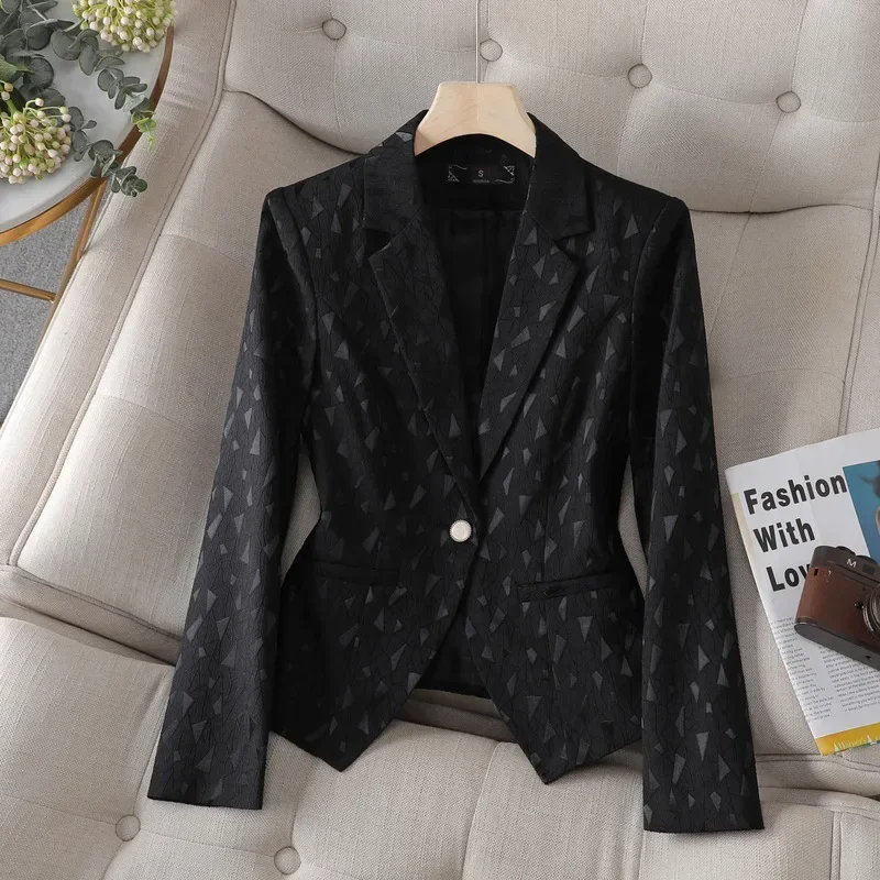 Abito da donna con motivo a triangolo Blazer da 1 pezzo marrone primavera Office Lady Business Work Wear elegante giacca da ragazza cappotto abito da ballo