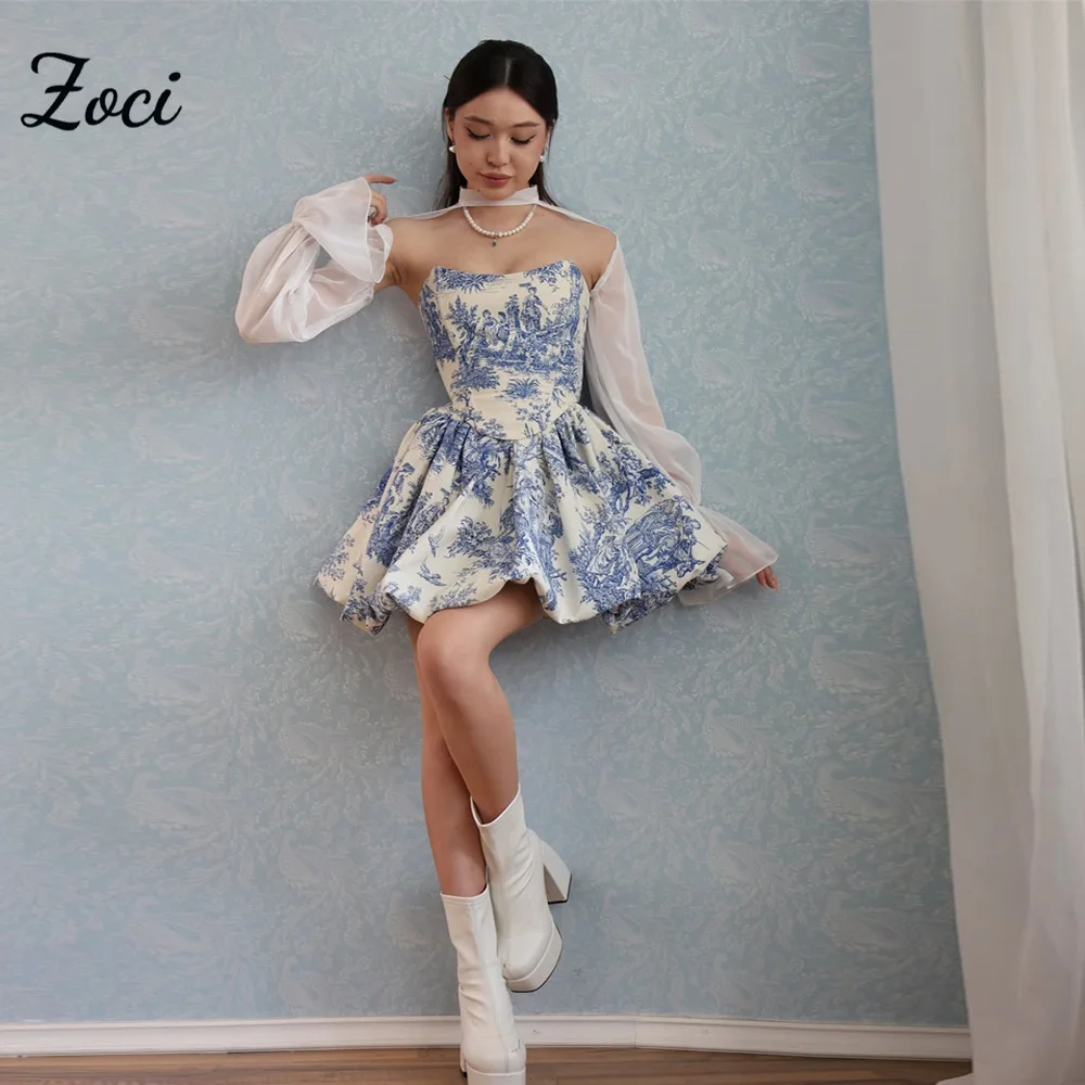 

Индивидуальные мини-платья Zoci А-силуэта для выпускного вечера, с принтом, кружевом и атласом, женские вечерние платья для выпускного, корейские платья для фотосессий и выпускных вечеринок