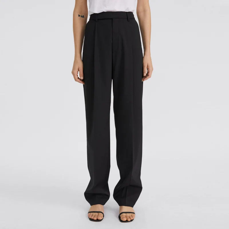 Black Wide-leg Pants Spring and Autumn 2023 Suit Pants High Waist Slim Casual Straight Pants Women