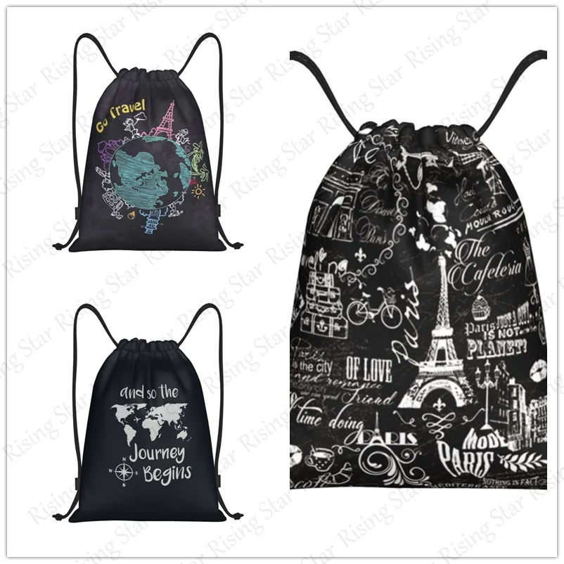 

doodle Travel World Bicycle Backpack Gym Drawstring Shoe Bag Multifunctional Sports Bag Beach Travel Backpack Unisex Gift