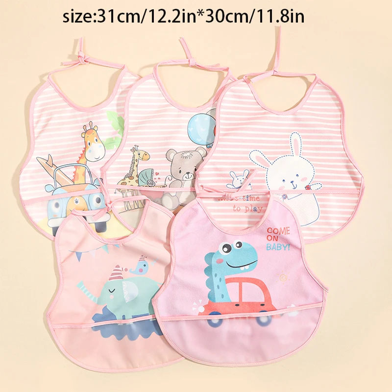 Baby rice pocket bib antifouling drool bib overgarment Rabbit wash drool pocket PU waterproof cape for children