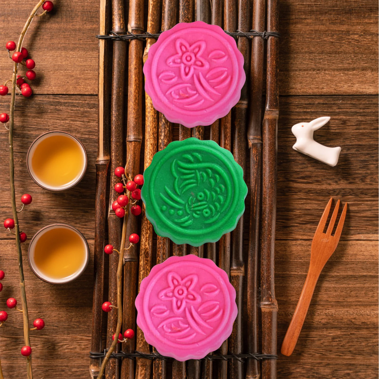 

Wooden Moon Cake Mold Natural Carved Design for DIY Chinese Mooncakes Baking Tool Mid-Autumn Festival Gift Idea