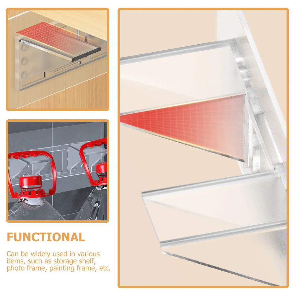 

4Pcs Nail-Free Shelf Pegs Transparent Cabinet Supports Adhesive Floating Shelf Holders for Cabinets Bookcases Closets Household