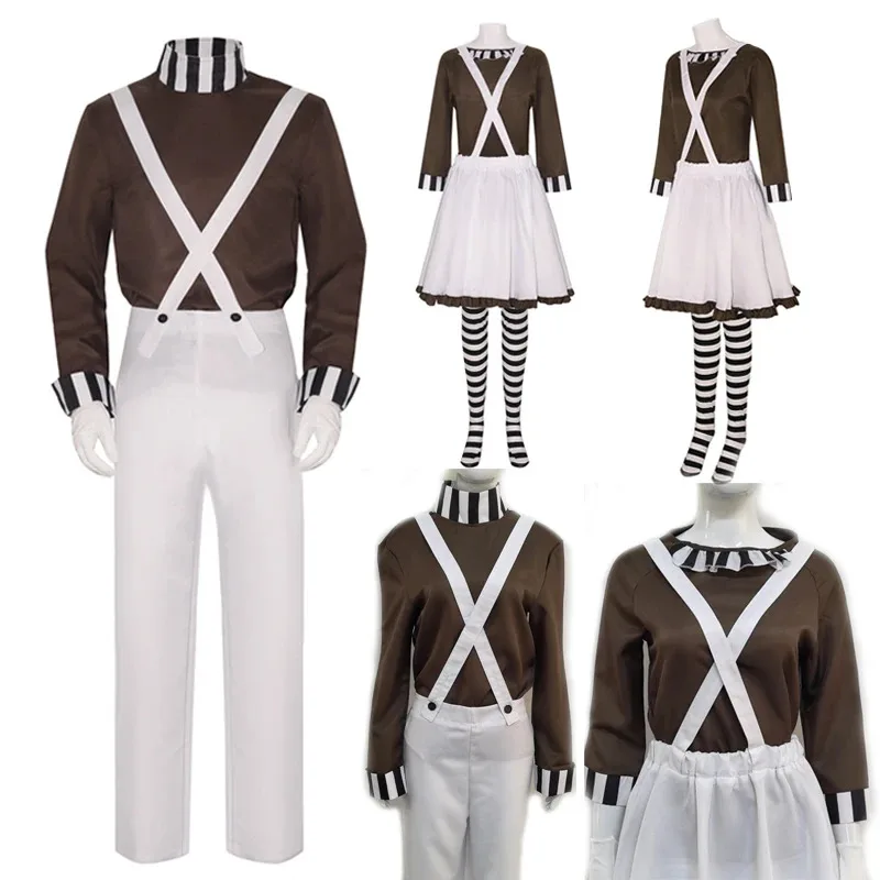 Disfraz de Oompa Loompa con peluca para hombre, traje de fita de