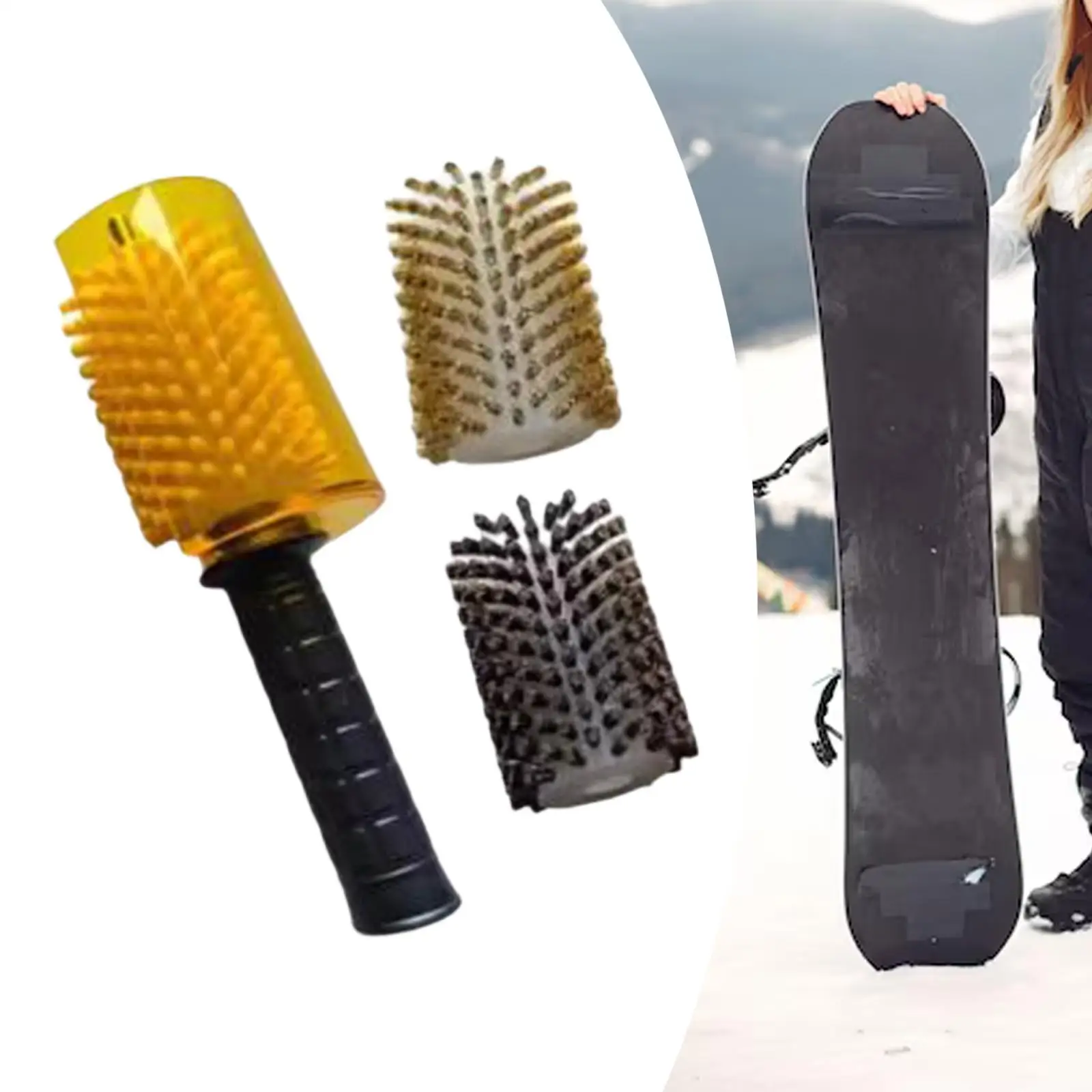 مجموعة فرشاة التزلج مع غطاء مقبض المحور فرشاة دوارة احترافية من النايلون والنحاس وشعر الخيل مجموعة فرشاة شمع على الجليد #1