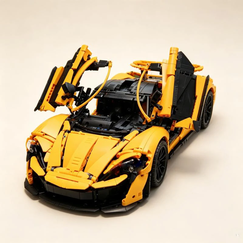 Décoration de chambre, modèle de voiture de film super jaune en 3893 pièces, blocs de construction, cadeau d'anniversaire ou de Noël pour adulte