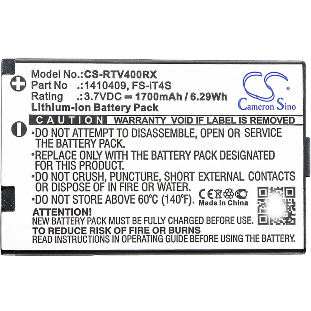 Cameron Sino 1700mAh 3.7V Remote Controller Battery For Reely GT4 EVO Part Number 1410409 FS-iT4S