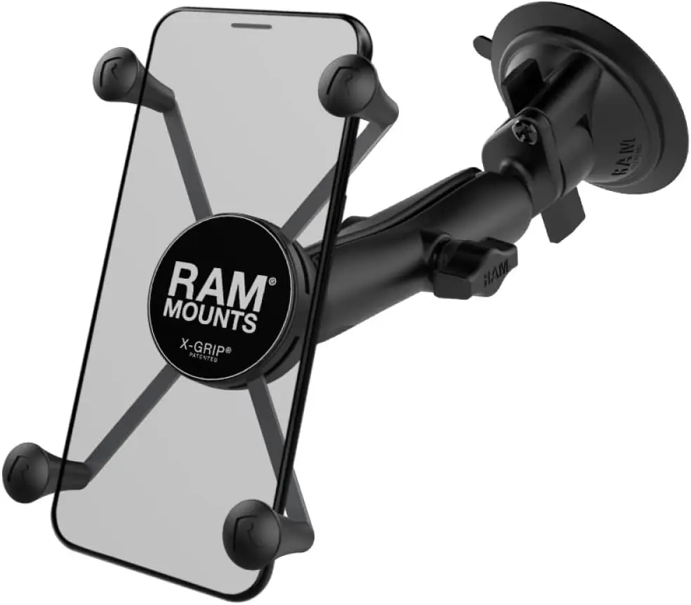 

Universal Twist-Lock Suction Cup Phone Mount for Large Phones, Spring-Loaded X-Grip with Long Arm