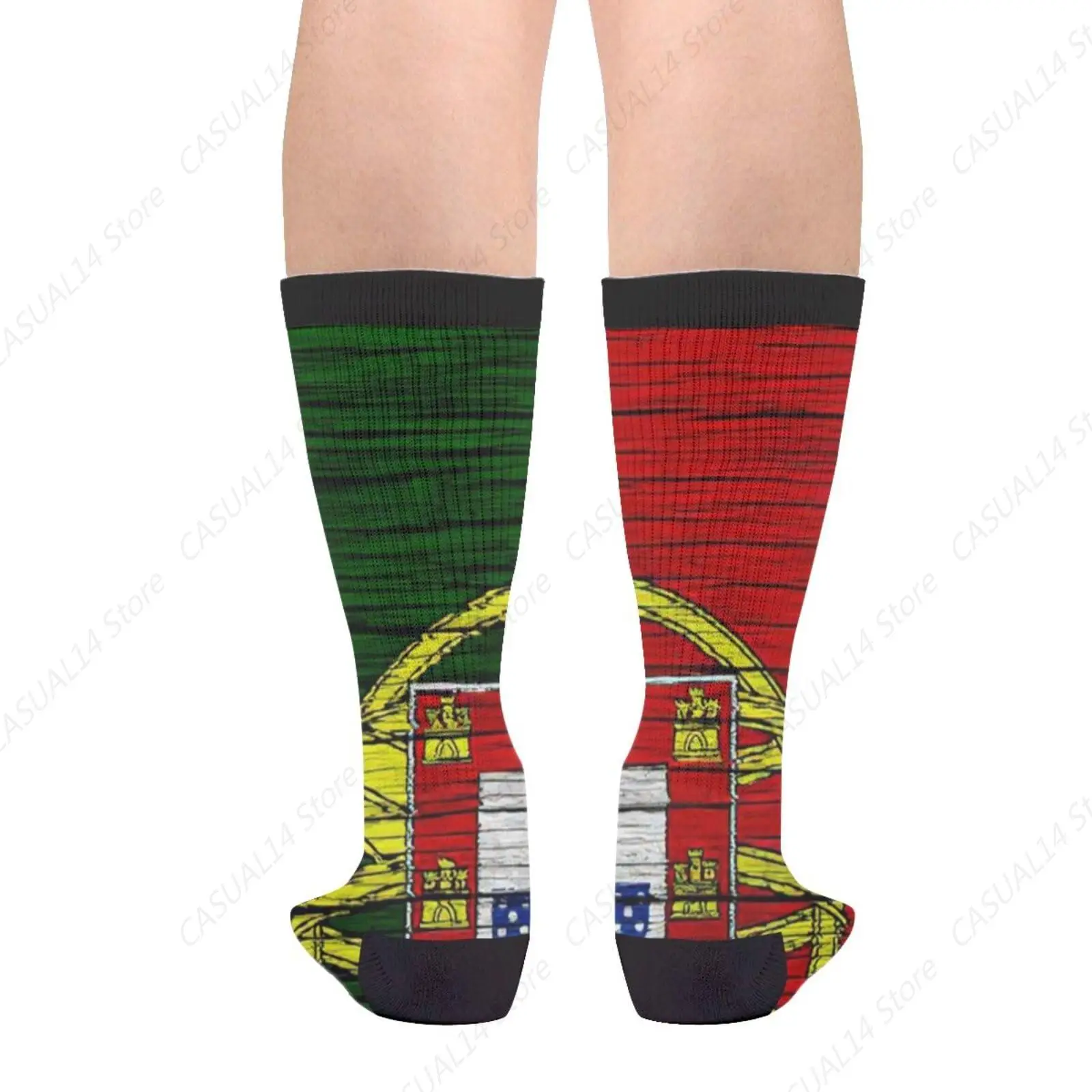 البرتغال البرتغالية العلم الجدة متعة طاقم الجوارب أزياء مريحة الرجال والنساء مجنون اللباس الجوارب