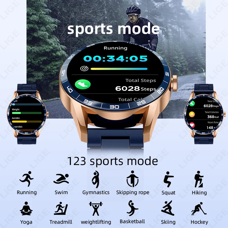 LUIK Smart Watch Draadloos bellen Sport Fitness Tracker Slaapgezondheid Monitor Informatieherinnering AI Voice Waterdichte smartwatch