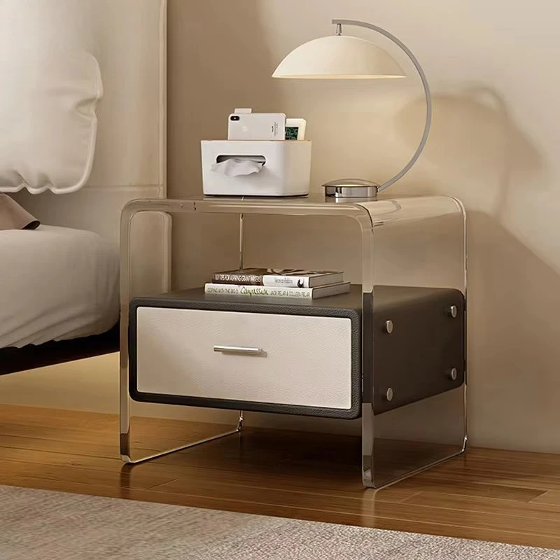 Home Apartment Furniture Latest Design Wholesale Price Bedside Table with Fingerprint Lock White Simple Nightstand with Storage