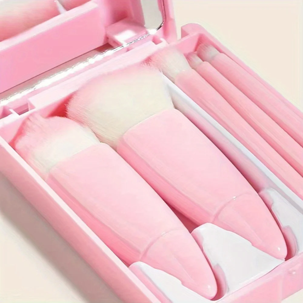 Set di pennelli per trucco occhi da 5 pezzi Strumento multifunzionale per trucco per capelli morbidi con specchio Scatola di immagazzinaggio durevole di alta bellezza Modello Ramadan