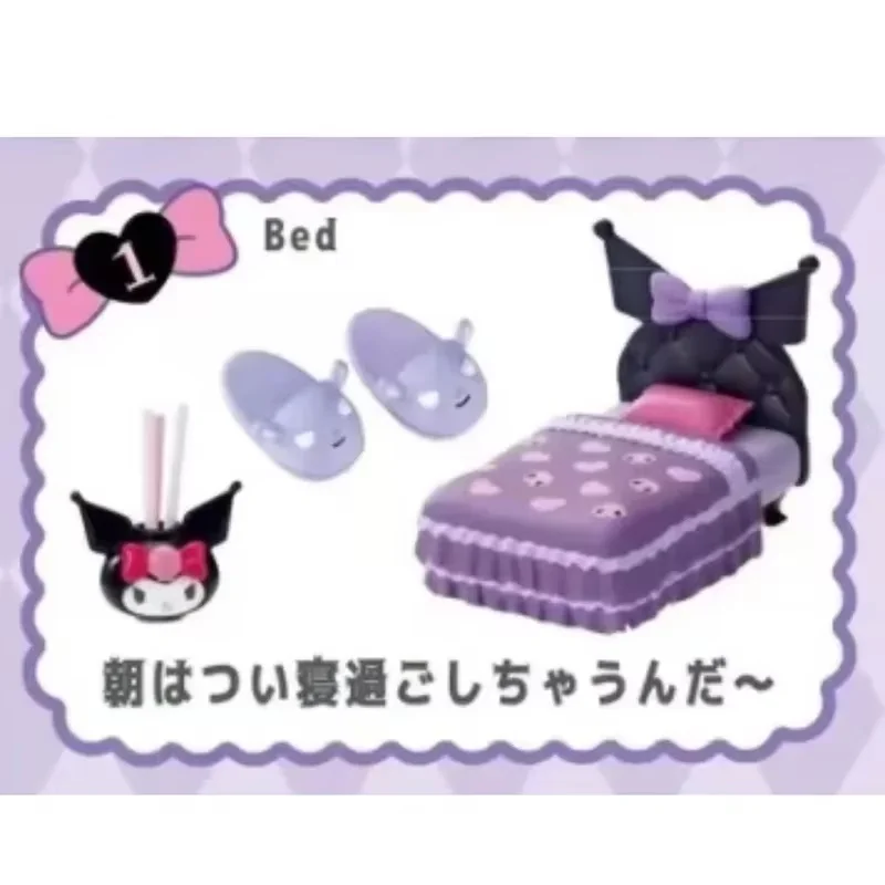 New Re-Ment Sanrio Kuromi  8pcs kawaiiGothic Room Anime Action Figure Toys Collectible Model Toys Kids Surprise Gift