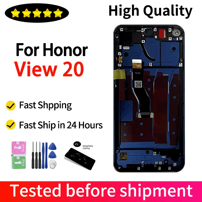 6,4 "Calidad AAA para Honor View 20 Pantalla LCD panel de Pantalla táctil Pantalla digitalizador montaje para Honor V20 marco de Pantalla