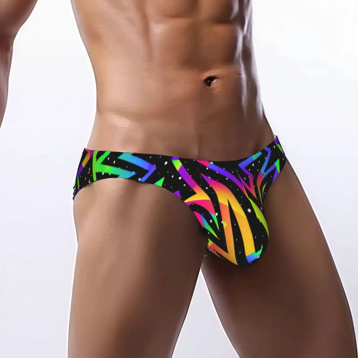 

Men's Sexy Briefs Breathable Bikini Star Rainbow Geometric Pattern Men Underpants Low Cut Man Underwear Panties