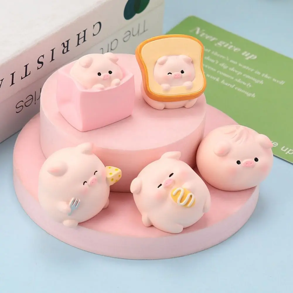 Collection JxPig-Poupées Cochon Rose, Cône Doux, Beurre de Cochon, Ornements de Bureau, Interrupteur Modèle de Dessin Animé Kawaii, Jouet Cadeau pour Fille