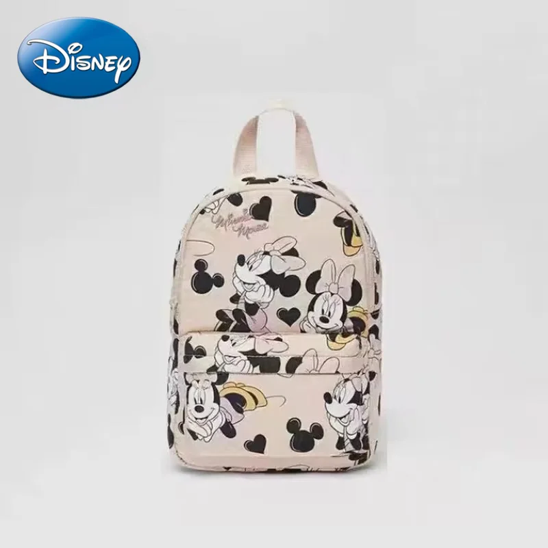 Disney 2024 New Children\'s Backpack Fashionable Children\'s School Bag Kindergarten Minnie Mickey Mouse Print Pink Backpack