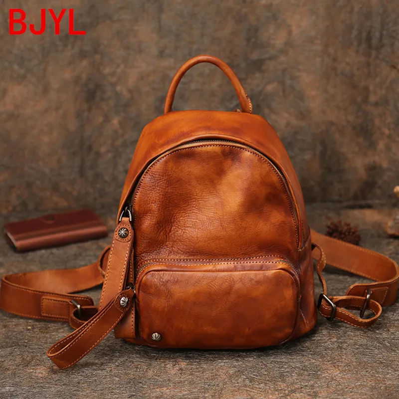 New vintage leather small backpack women bag literary original soft genuine leather female casual school backpacks bags 2020