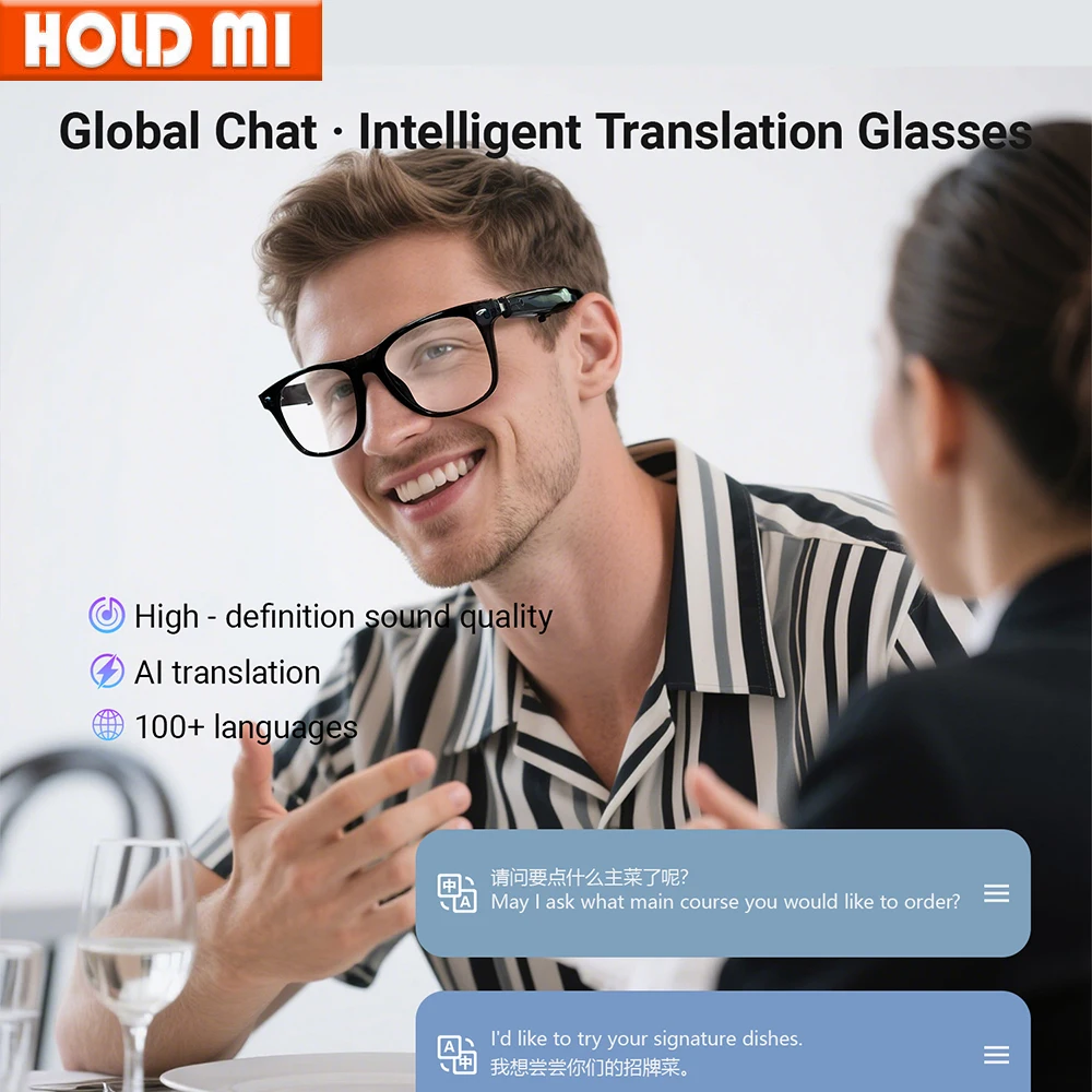 

Новые умные очки с искусственным интеллектом, 100 языков, делают прием звонков, музыкальные звонки, шумоподавление, свет BT TWS, очки для мужчин и женщин